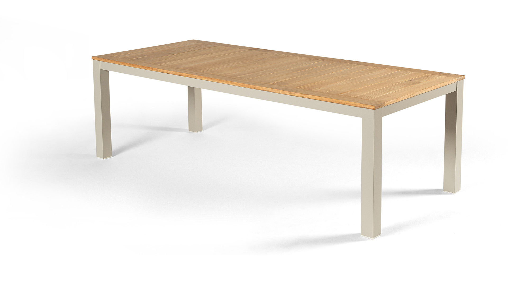 Byron Alu Leinen Matt Gartentisch mit Teakplatte 210 cm