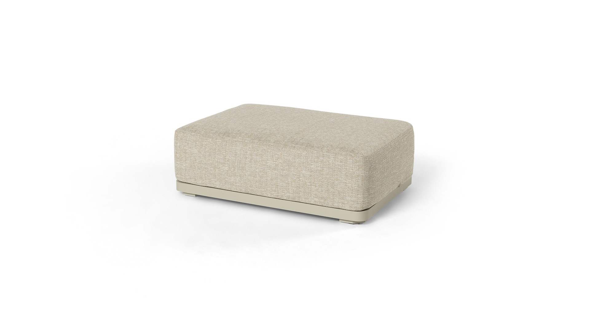 Alu Lounge Melbourne Pouf Alu/Rope Leinen + Kissen Light Taupe QDF