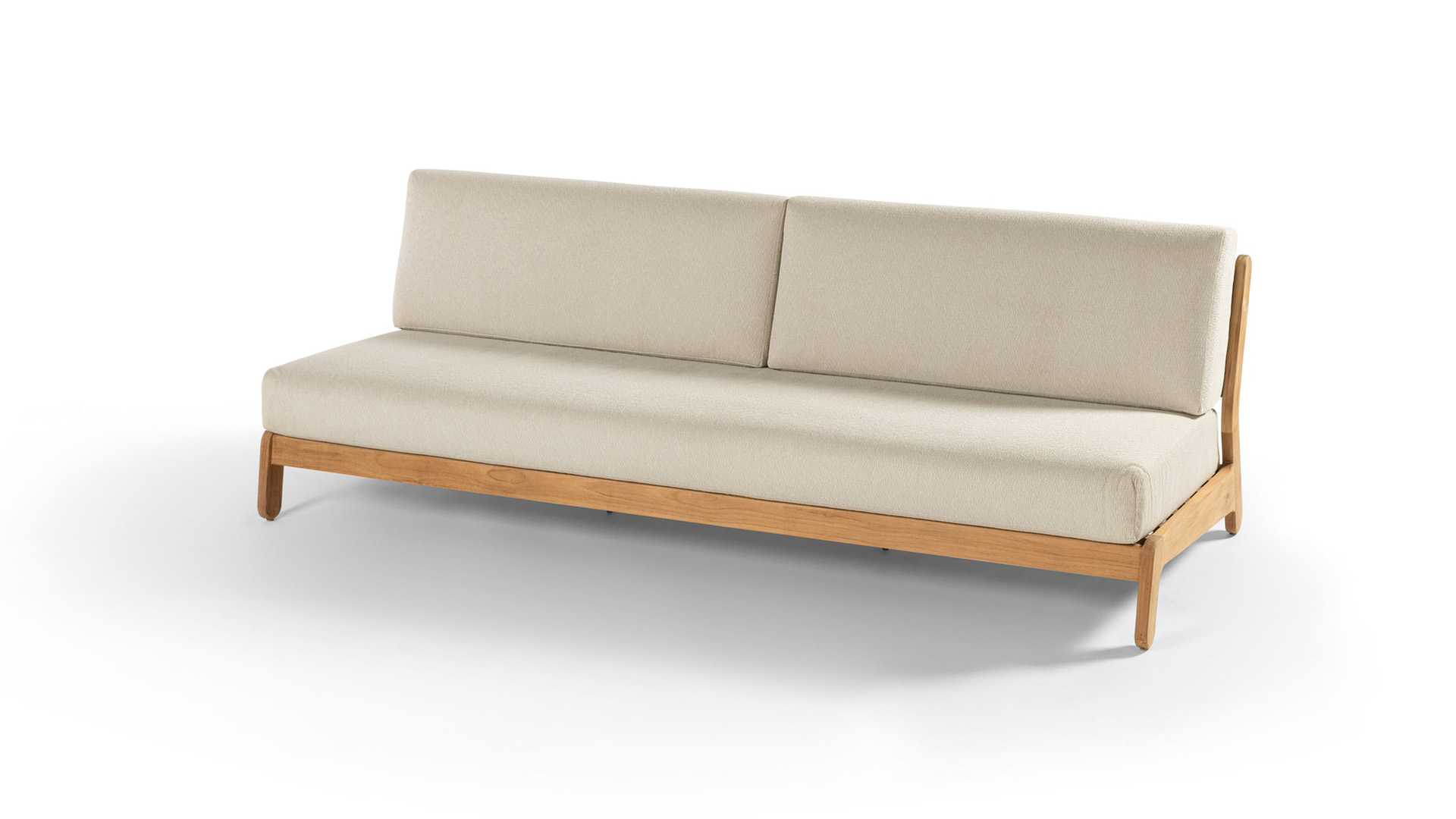 Canapé 3 places Teak Lounge Grace + Coussins d'assise et de dossier en mousse à séchage rapide écru