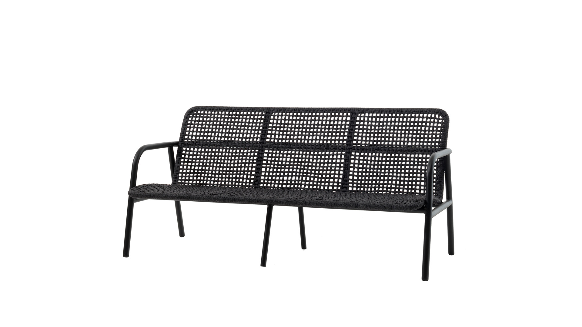 Alu Lounge Diego 2x 1-Zit + 1x 3-Zit Black Mat - Rope Black 