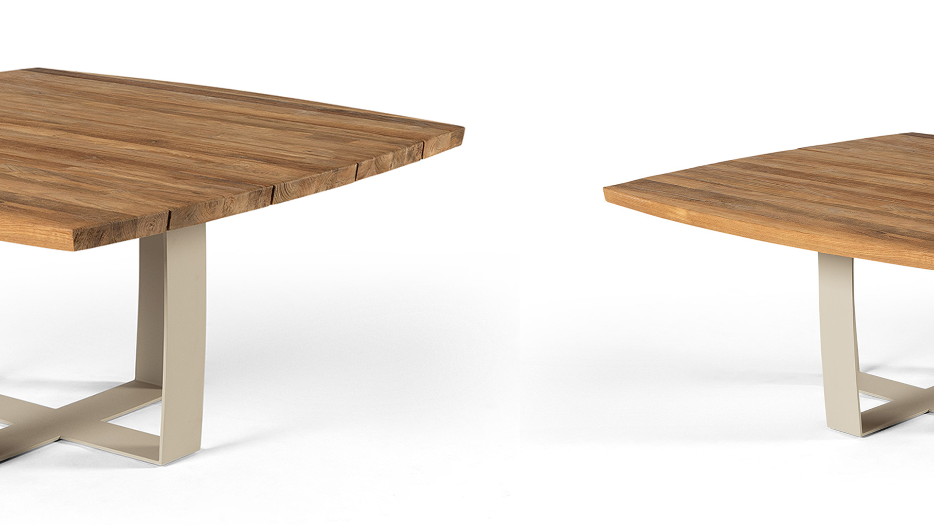 Teak Tuintafel Fanny 170cm Met Poten Metaal Linnen Mat - Recup Teak