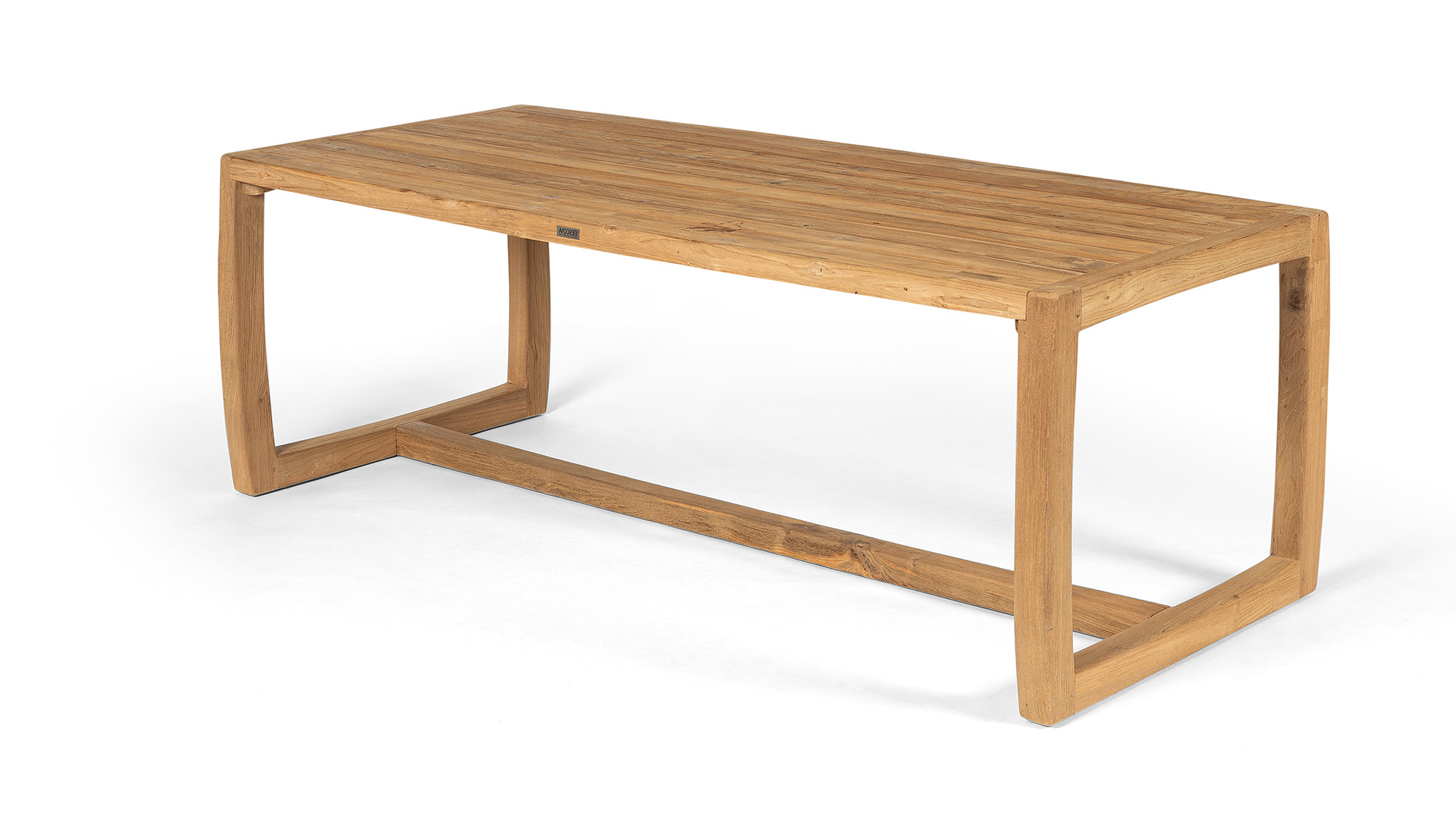 Table de jardin en teck Manon 220 cm, revêtement en teck.