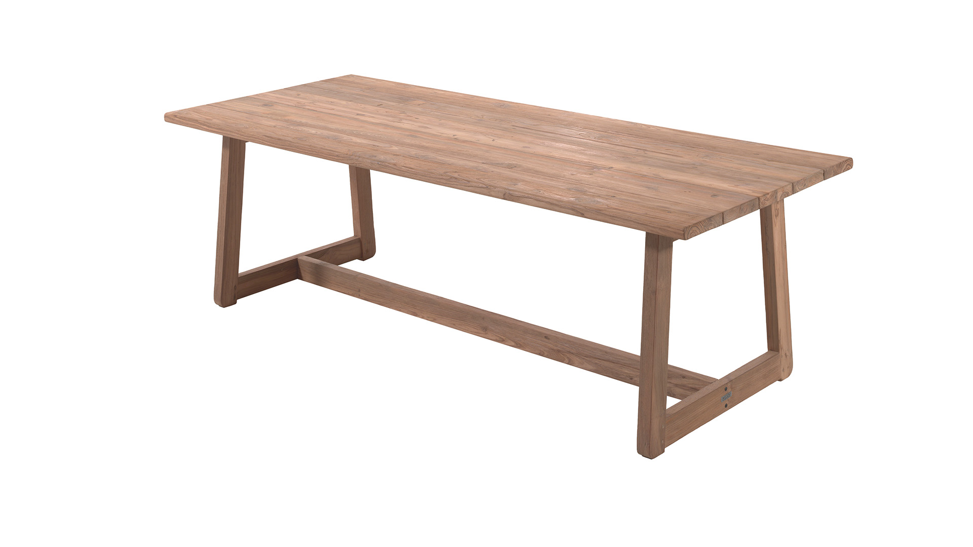 Teak Tuintafel Ibiza 250cm - Recycled Teak - A-poot Met Verbindingsbalk