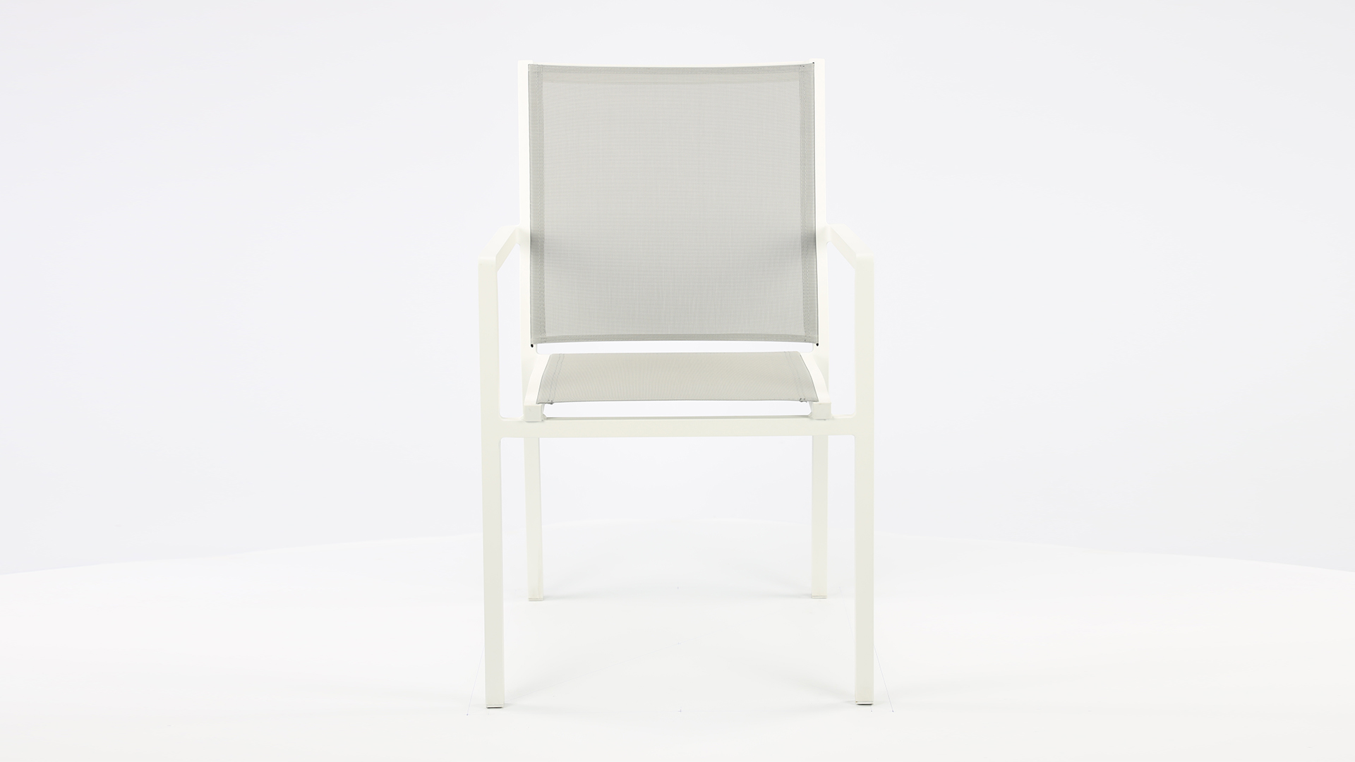 Alu Stacking Chair Bari Alu White Matt + Textilene Light Grey