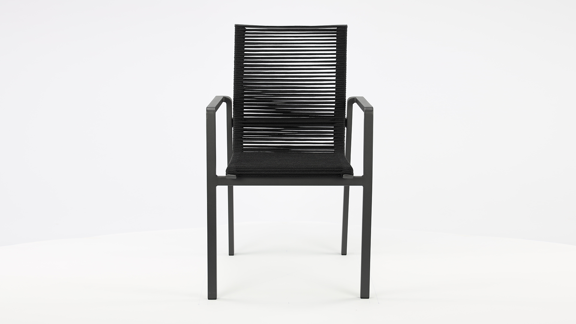 Alu Stapelstoel Aruba Charcoal Mat Alu + Zwarte Outdoor Rope