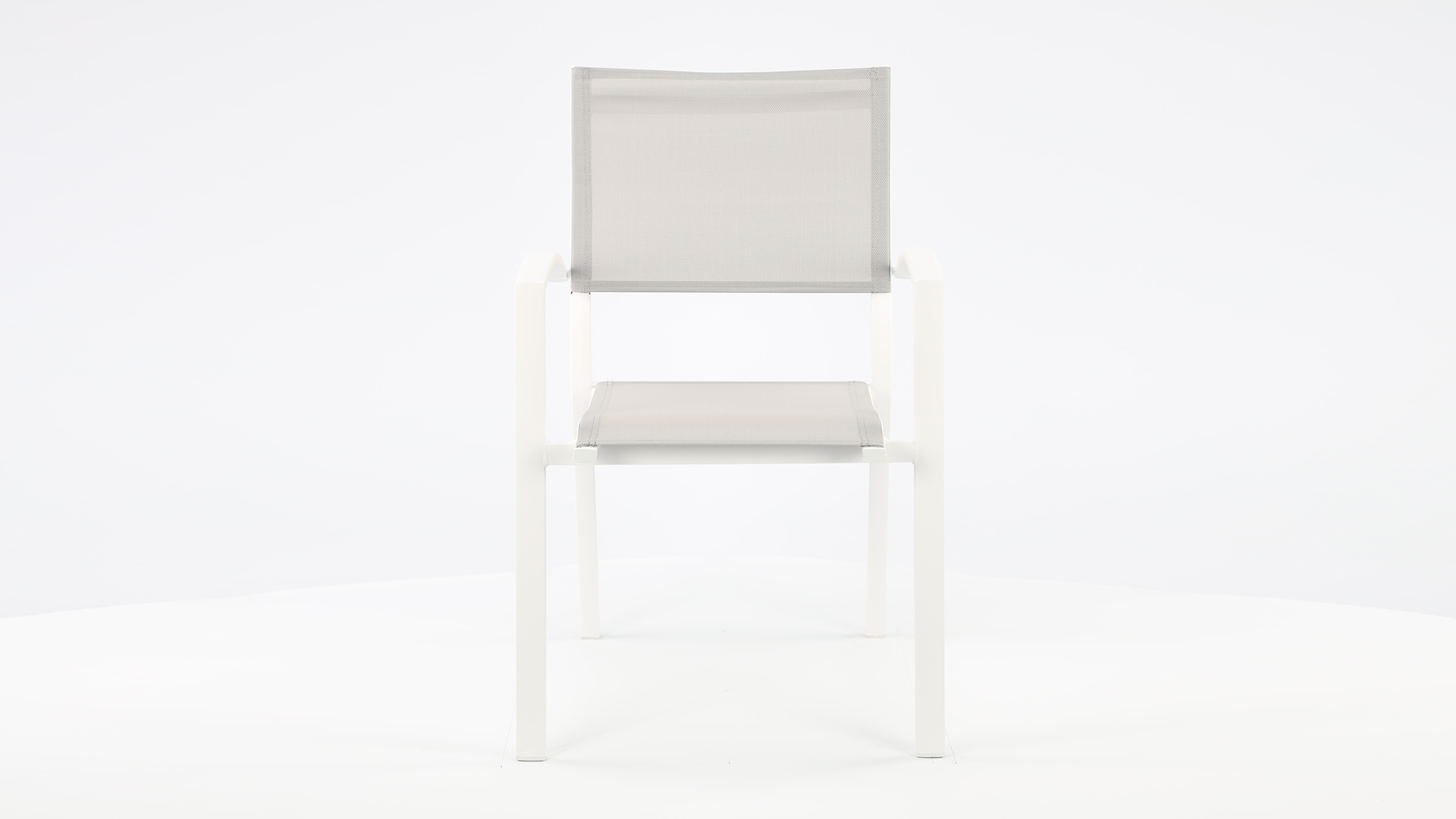 Alu Stacking Chair Ronda White Mat Alu + Light Gray Textilene