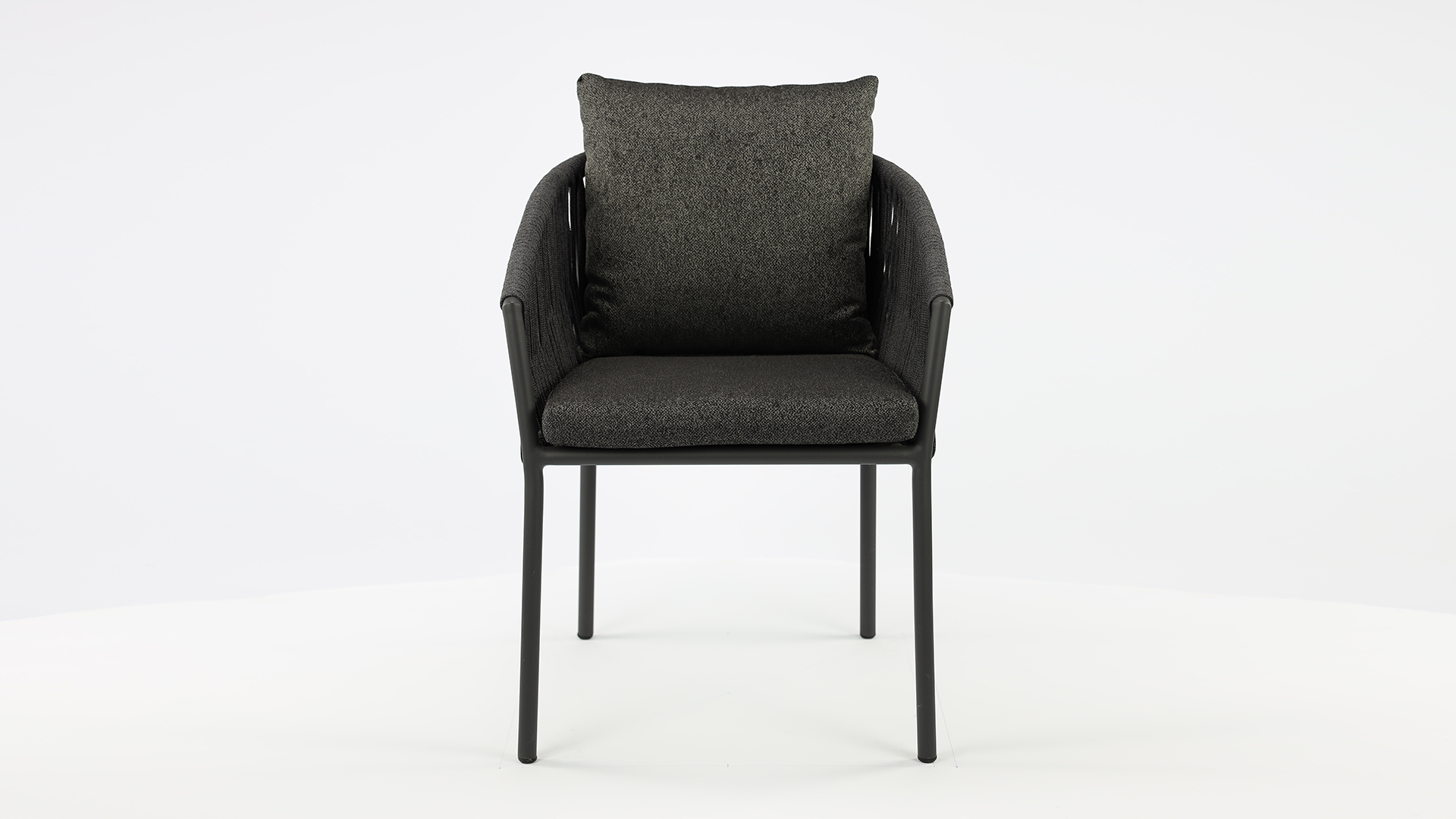 Alu Kuipstoel Gabon Alu Charcoal Mat + Outdoor koord Donkergrijs