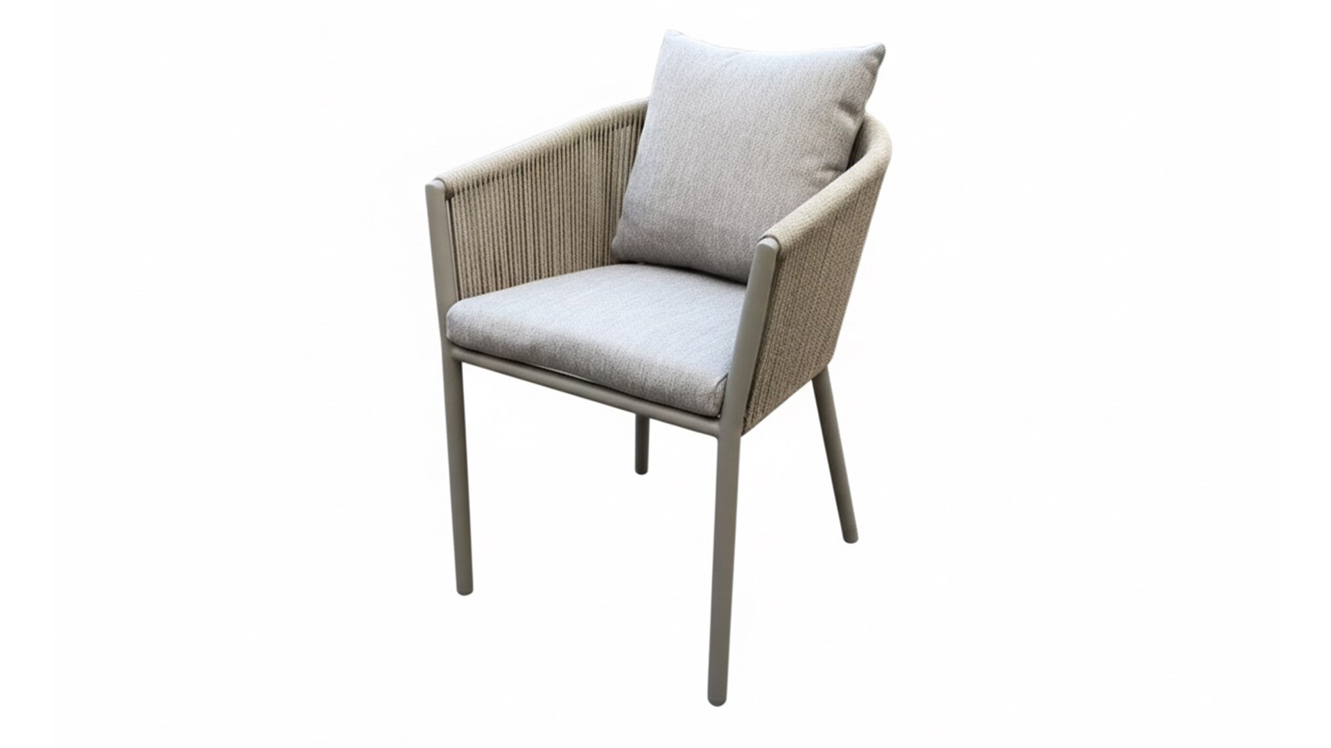 Alu Diningstoel Uno Linnen Mat Alu + Olefin Rope + Kussen