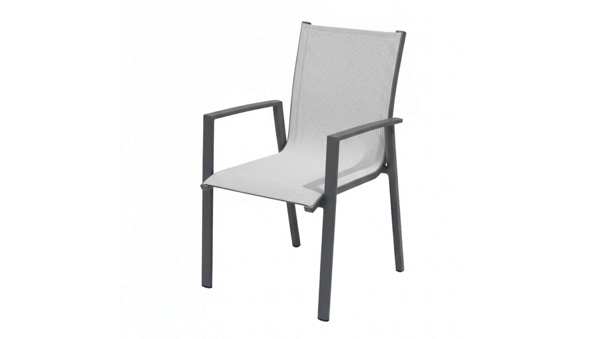 Chaise empilable Samos en aluminium mat anthracite avec revêtement Textilène gris argenté