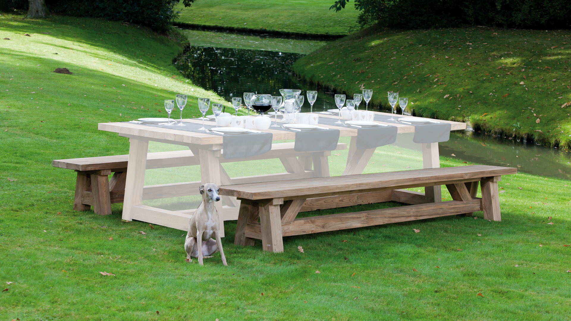 Teak-Gartenbank American Cottage – 300 cm