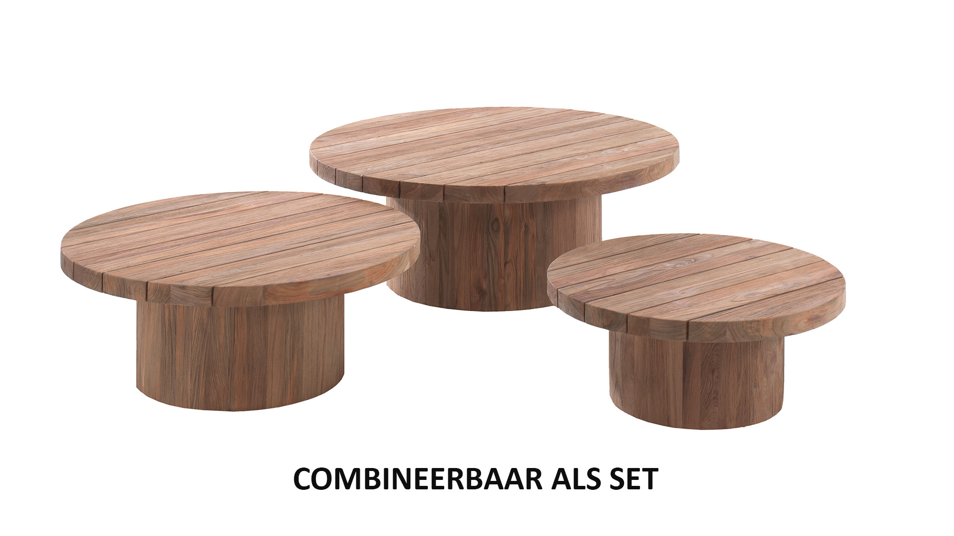 Teak-Couchtisch Noah, rund, Durchmesser 92 cm x H 34 cm, aus Teakholz