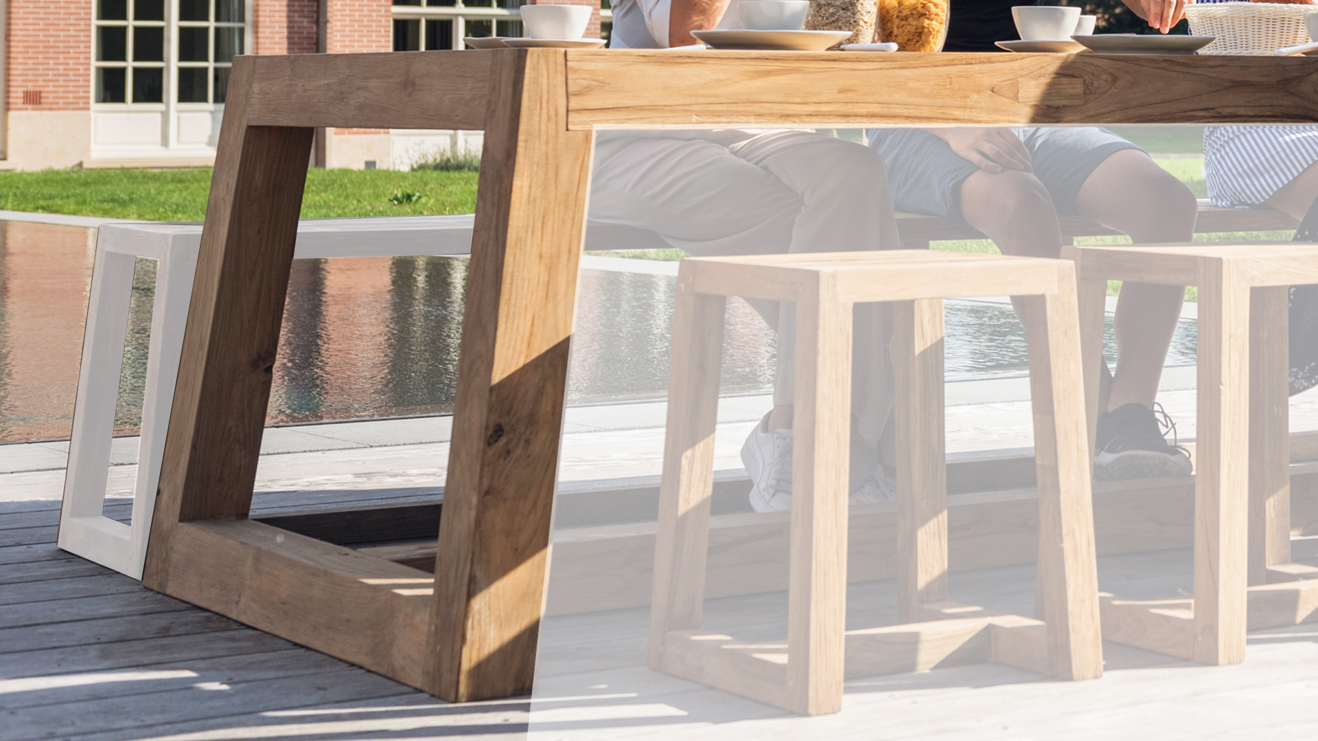 Table de jardin en teck Helsinki 300cm x 100cm x H78cm - Recup Teck