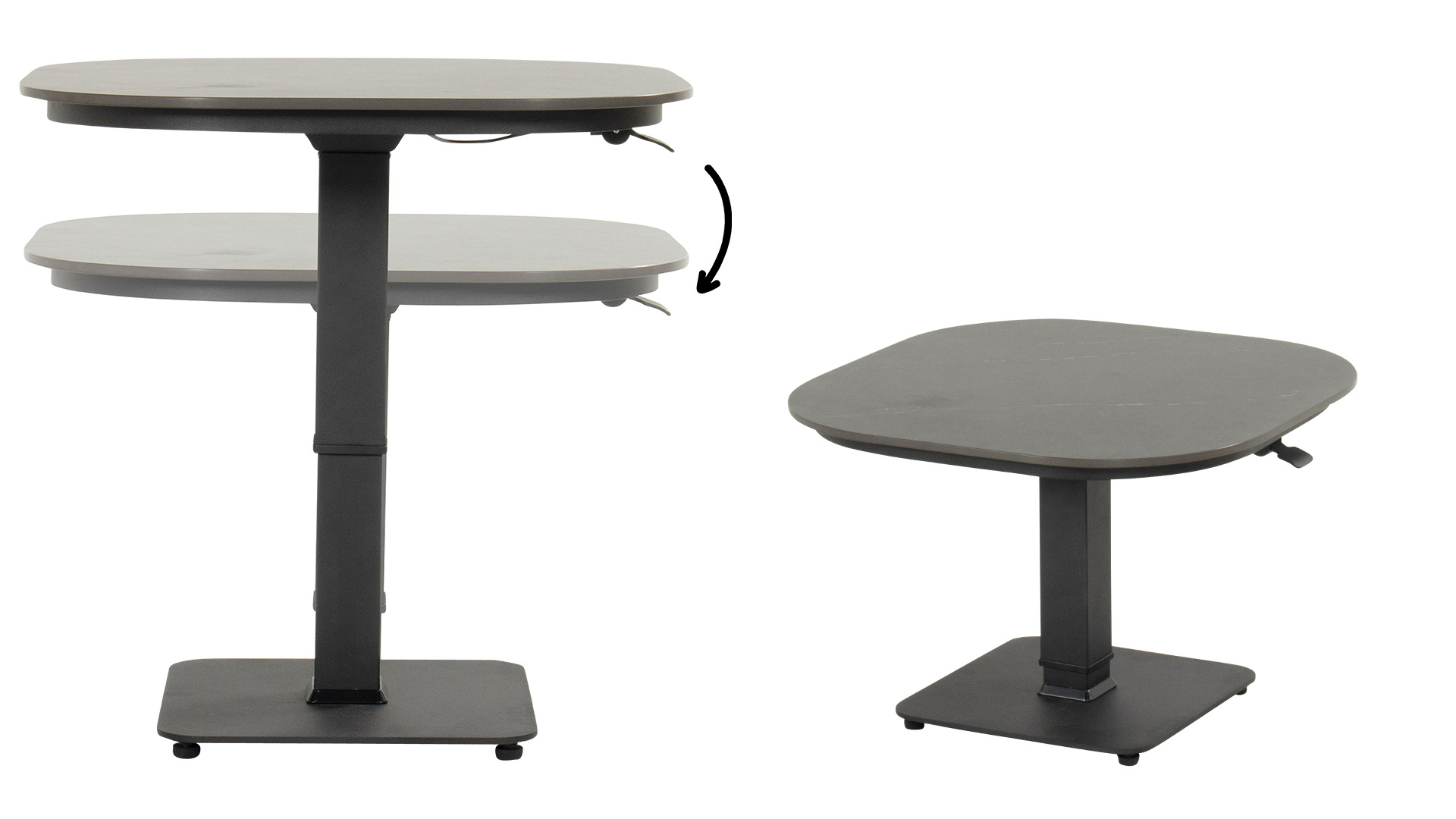 Tubb Bistro Lift Table 70cm Ceramic Veined Black With Black Legs