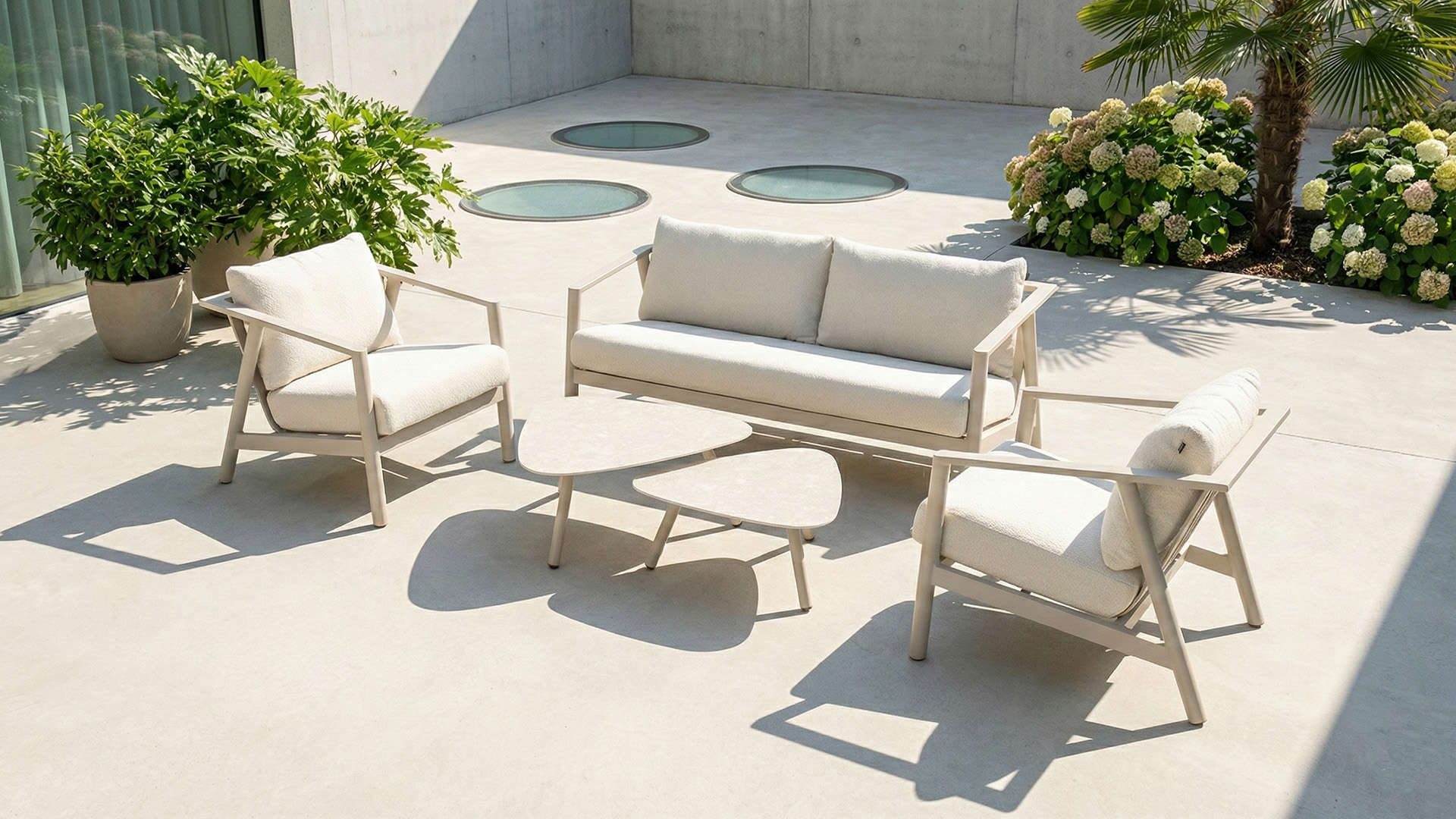 Alu Lounge Rana Sand Mat With Seat and Back Cushions Beige Olefin