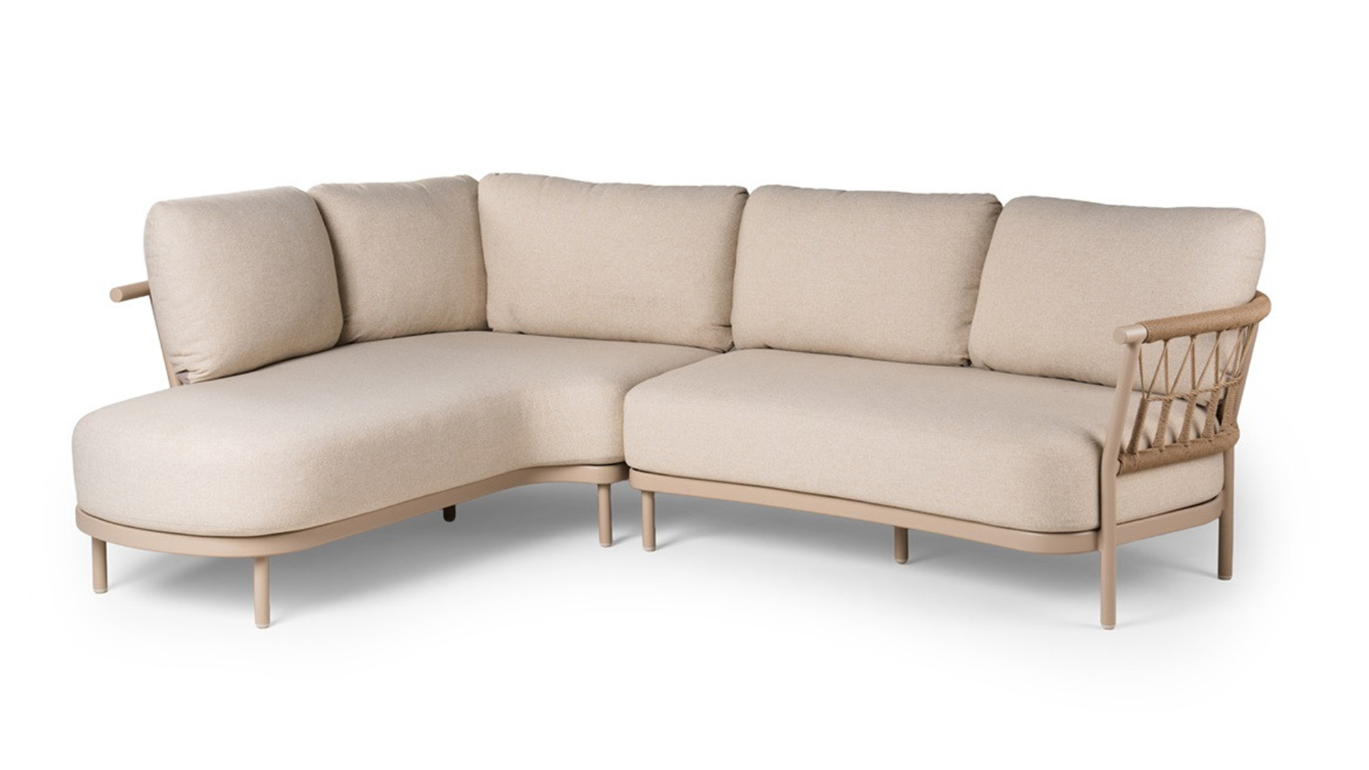 Alu Lounge Fresca Hoekset Organisch Links Frame ALu Champagne Met Kussens Navajo White