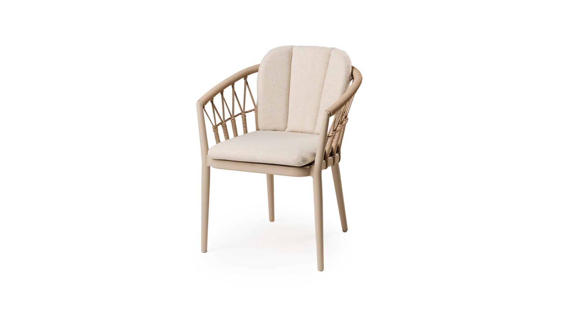 Alu Dinning Stoel Santa Fe Frame En Rope Champagne + Navajo White Kussen