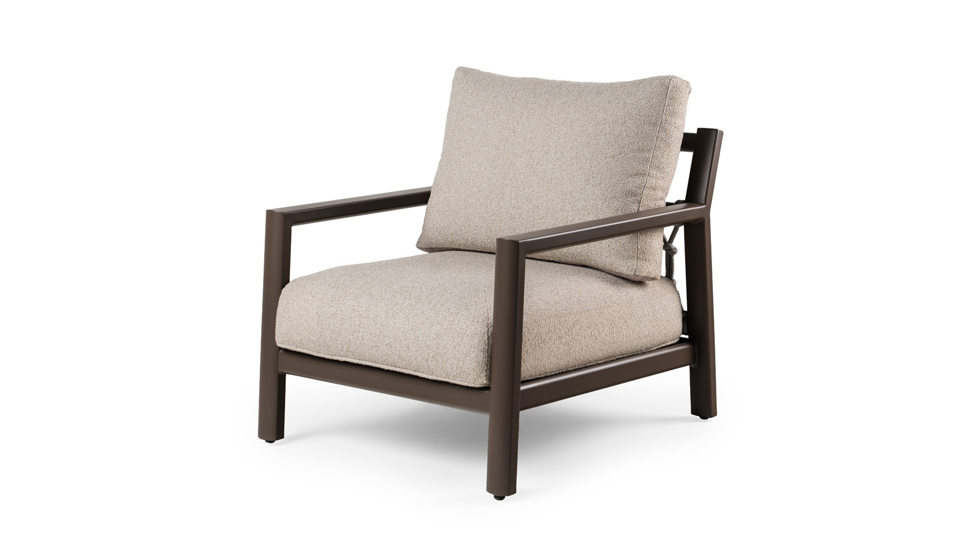 Alu Lounge Oasis 1-Zit Chocolat Frame Met Ivory White Kussen - Outdoor Koord