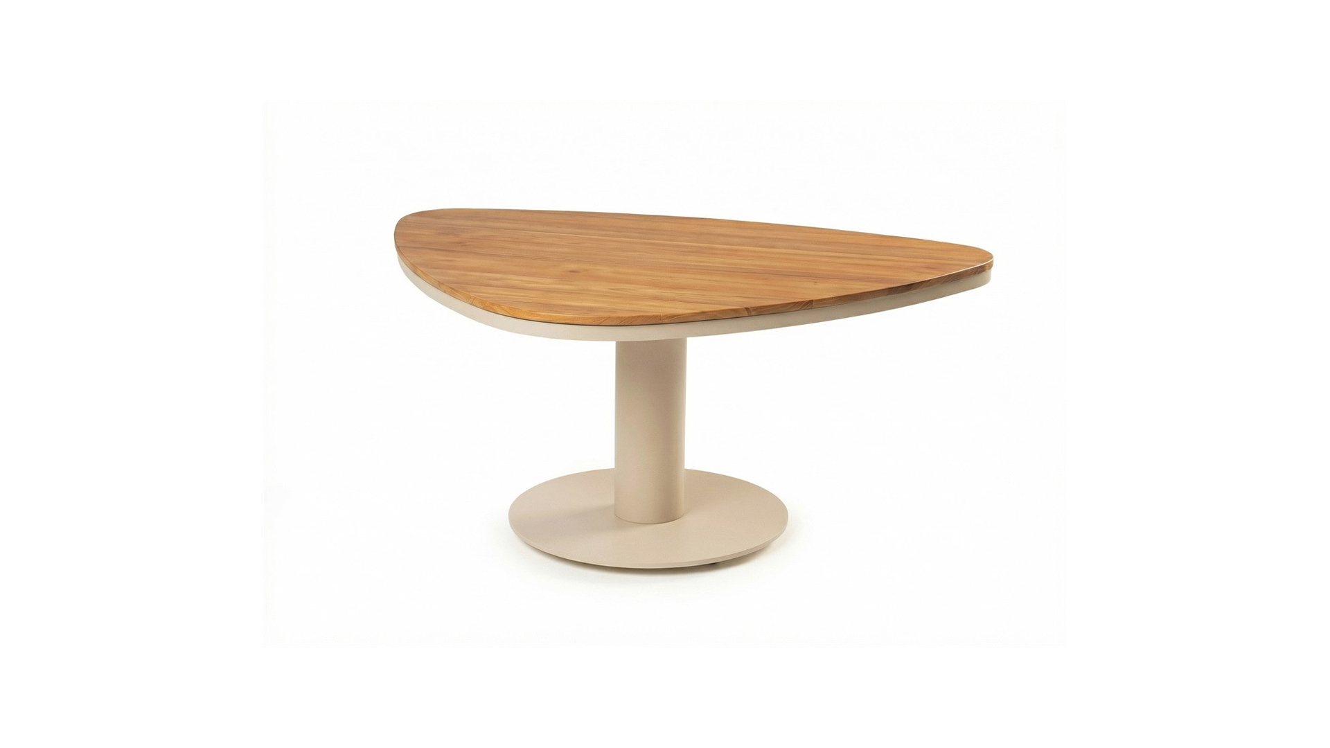 Alu Lounge Coffee Table Coco Champagne Frame With Teak Top Pebble Shape