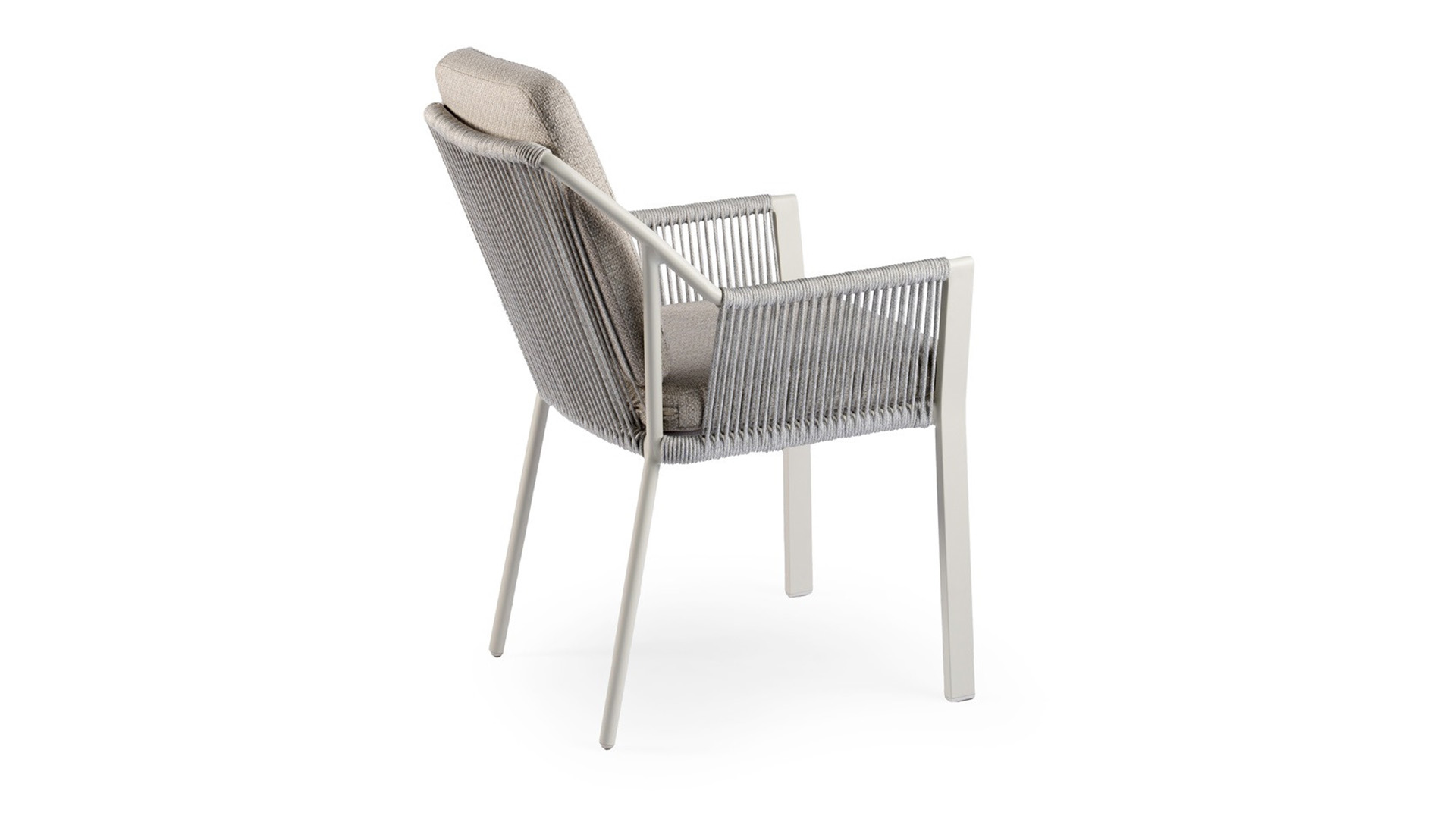 Alu Chair Liv Gestell Cremeweiß mit cremeweißem Seil