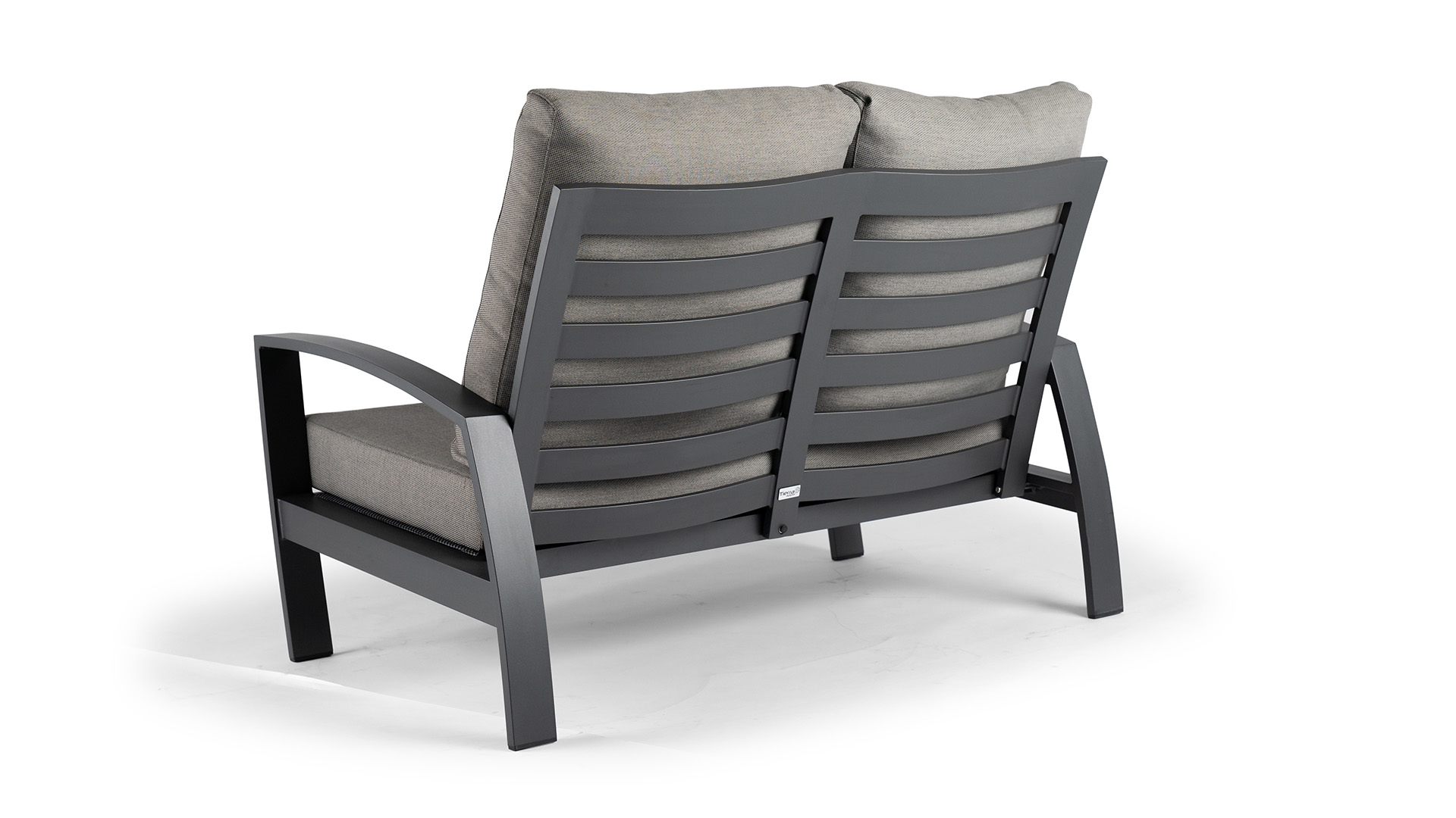 Alu Lounge Valencia 2 places 138 cm x 87 cm x H93 cm structure charbon avec coussin en tissu suisse