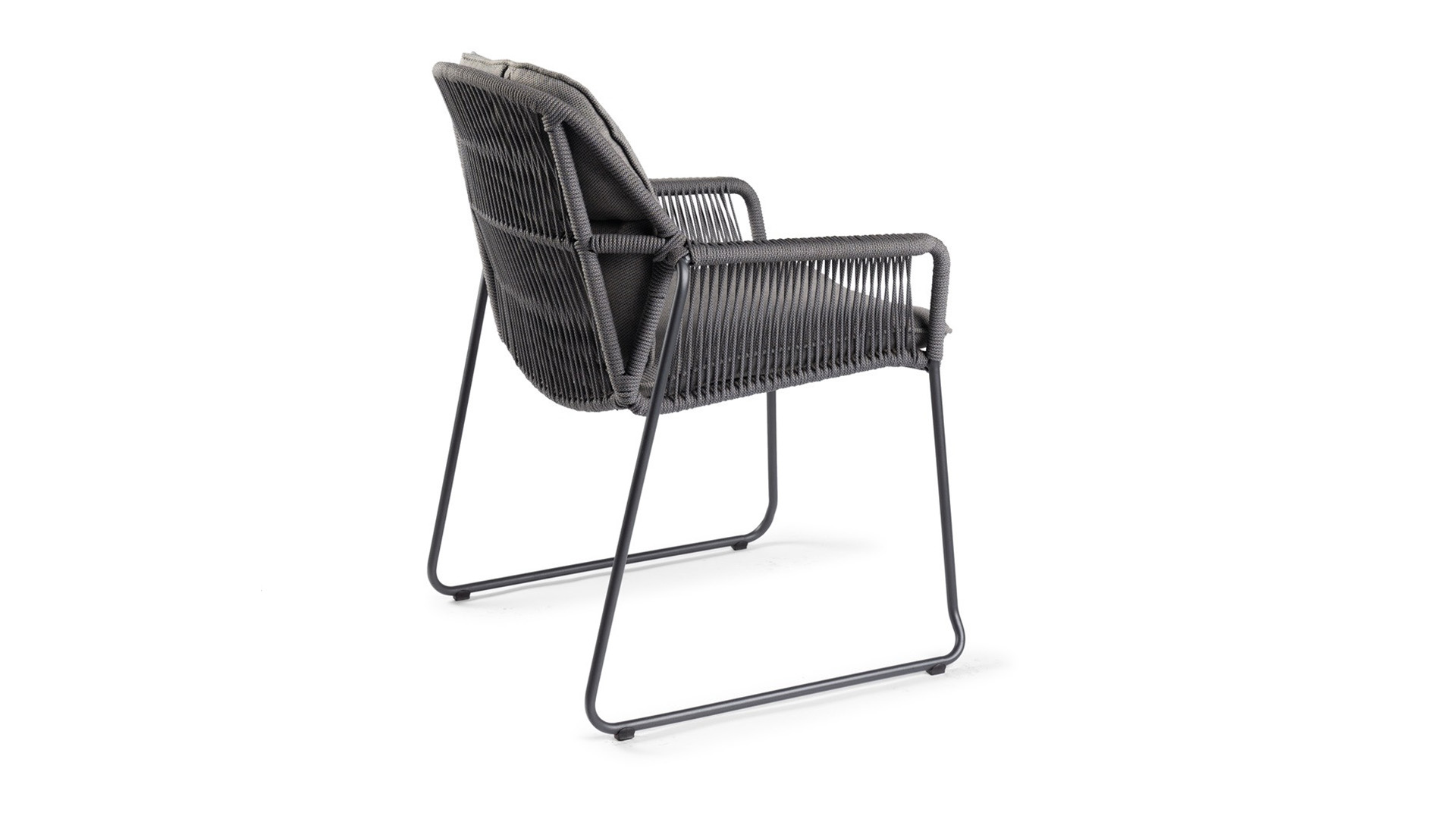 Alu Stacking Chair Rivera Frame Charcoal With Rope Charcoal + Cushion Seat & Back Charcoal