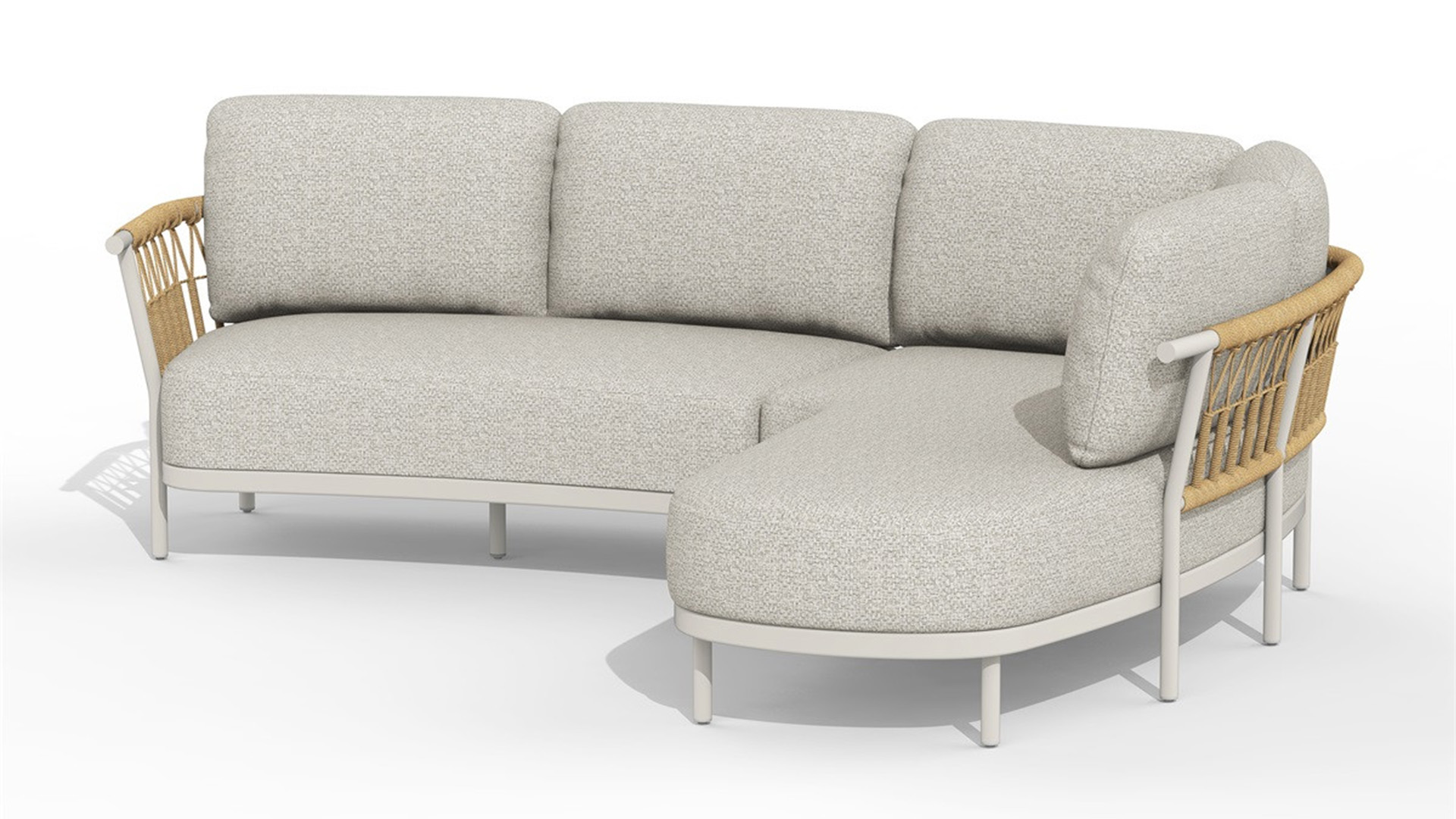 Alu Lounge Fresca Corner Set Organic Left Alu Frame Creme White With AW Cushions Dove Olefin