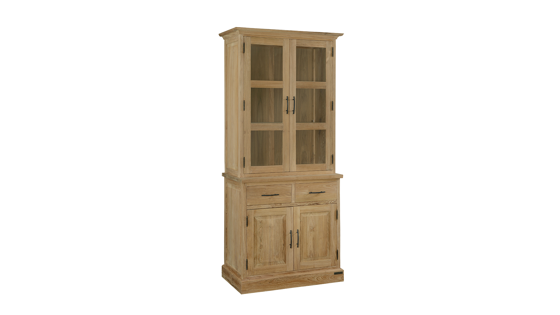 Vitrine Classique en Teck 090 cm 4 Portes Tournantes + 2 Tiroirs Collection Classic-Line Diamond