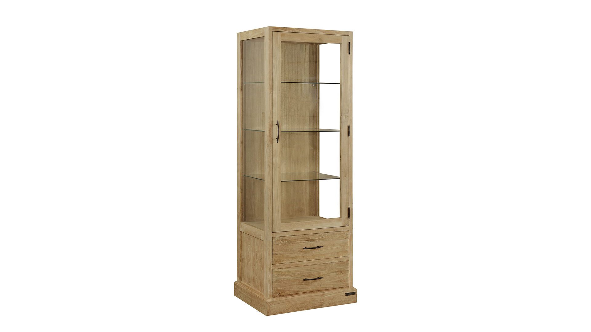 Classic Display Cabinet 065cm With Glass Shelves + 1 Door + 2 Drawers Diamond Collection