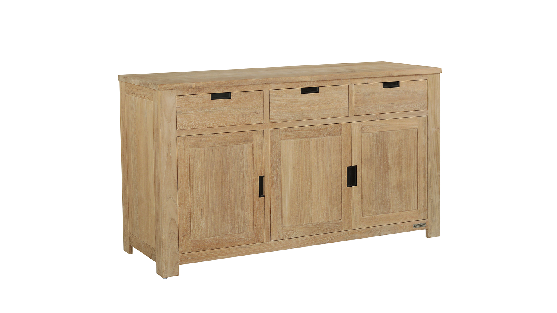 Buffet Moderne Noir 160cm 3 Portes Tournantes + 3 Tiroirs Collection Modern-Line Diamond