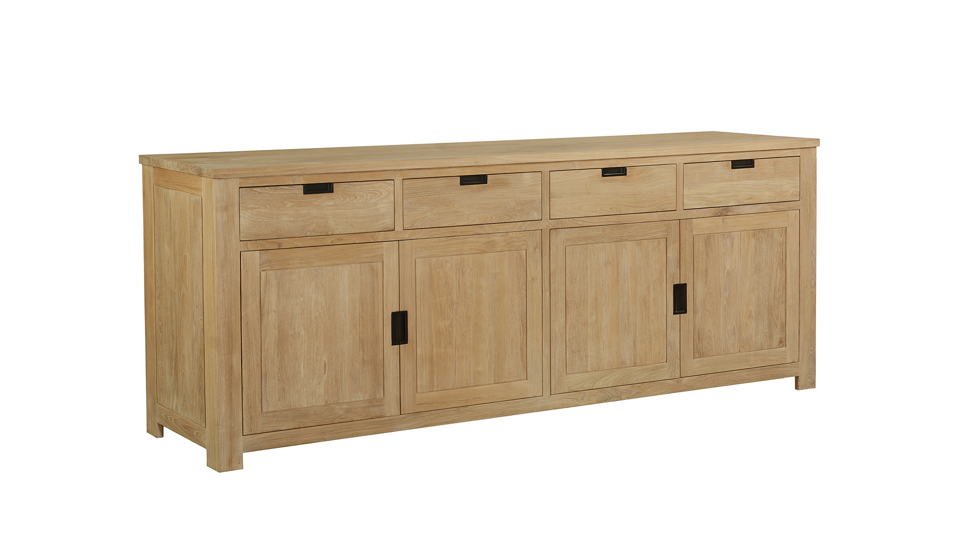 Buffet Moderne Noir 240cm 4 Portes Tournantes + 4 Tiroirs Collection Modern-Line Diamond