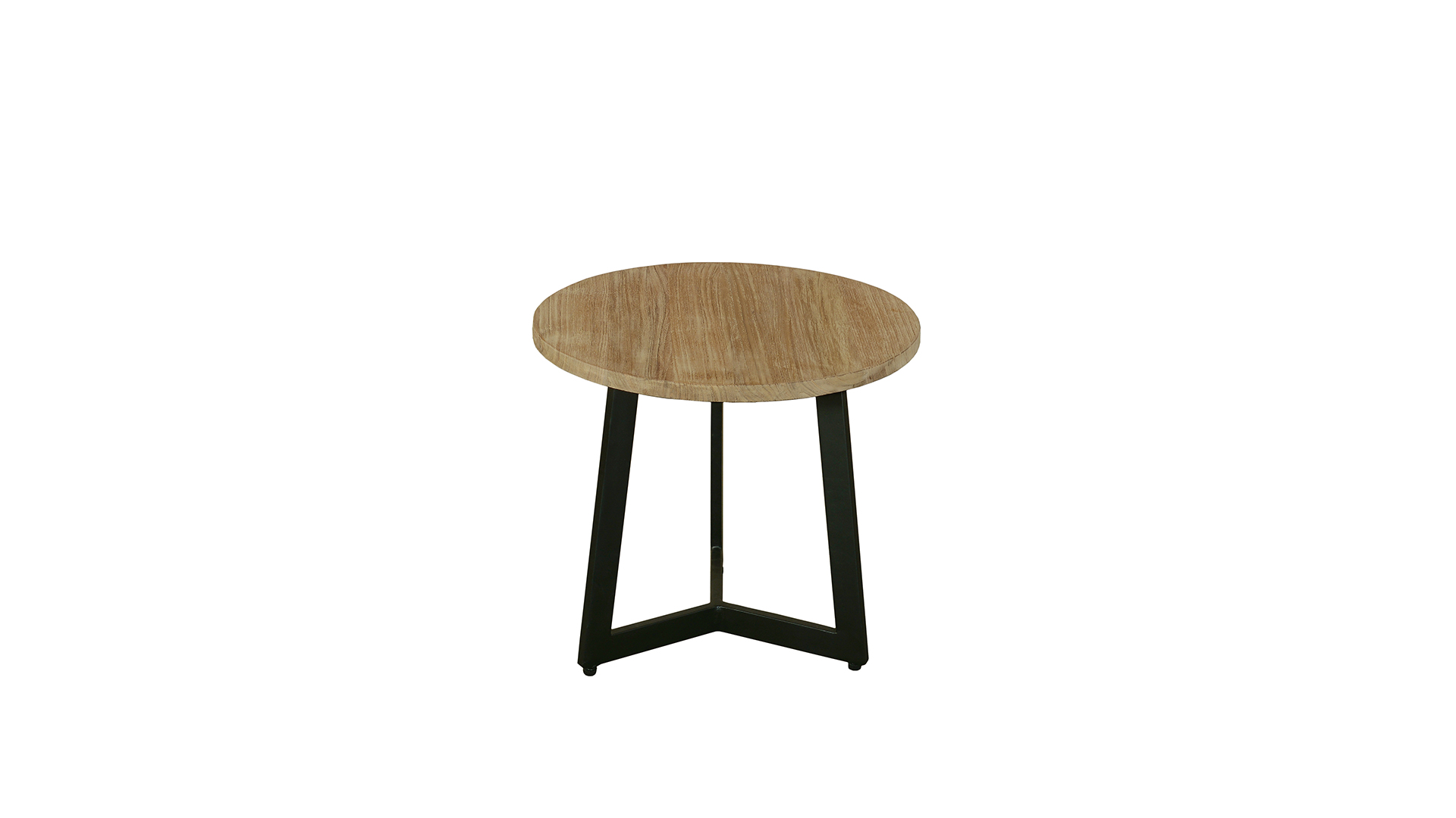 Modena Salontafel Rond Met 3 Metalen Poten Zwart Dia 040cm Teak Light Brushed - Diamond Collection