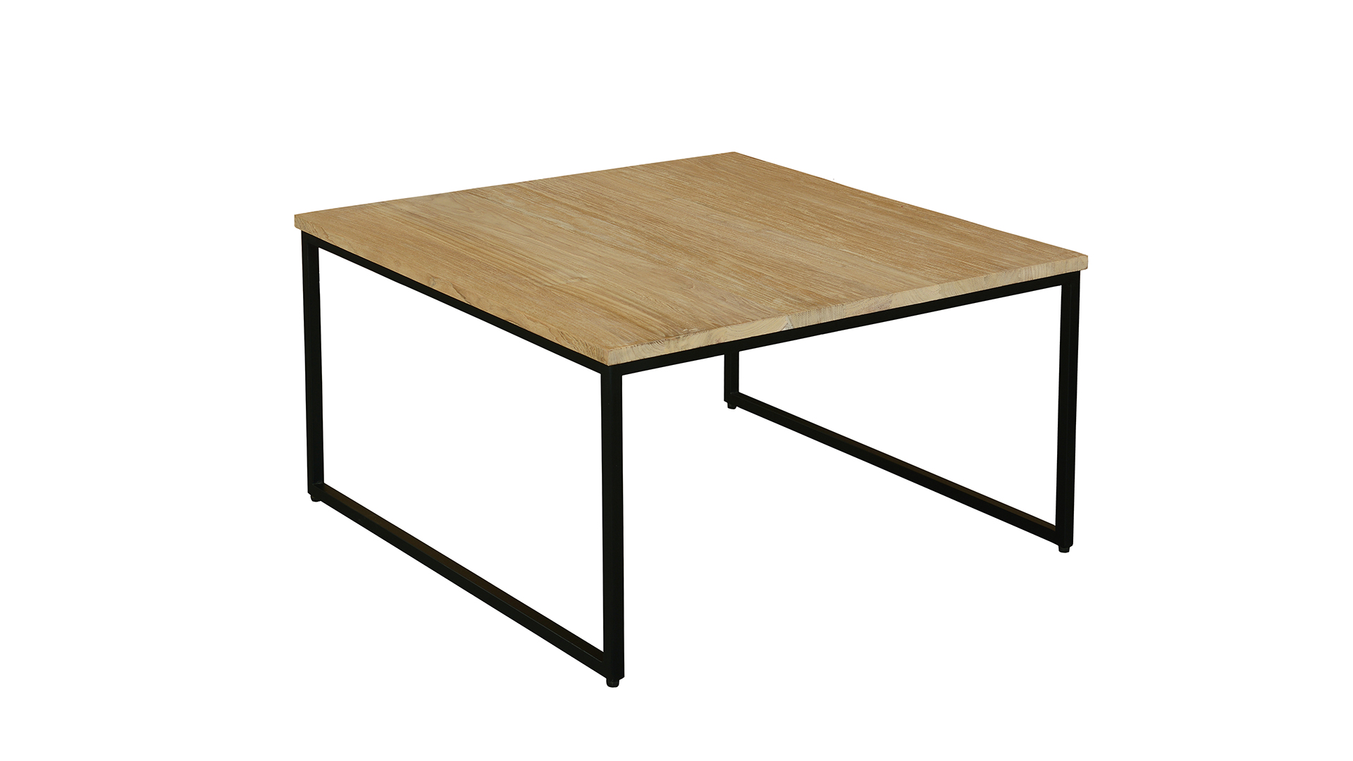 Modena Salontafel Vierkant Met Zwart Metalen Frame 080cm Teak Light Brushed - Diamond Collection