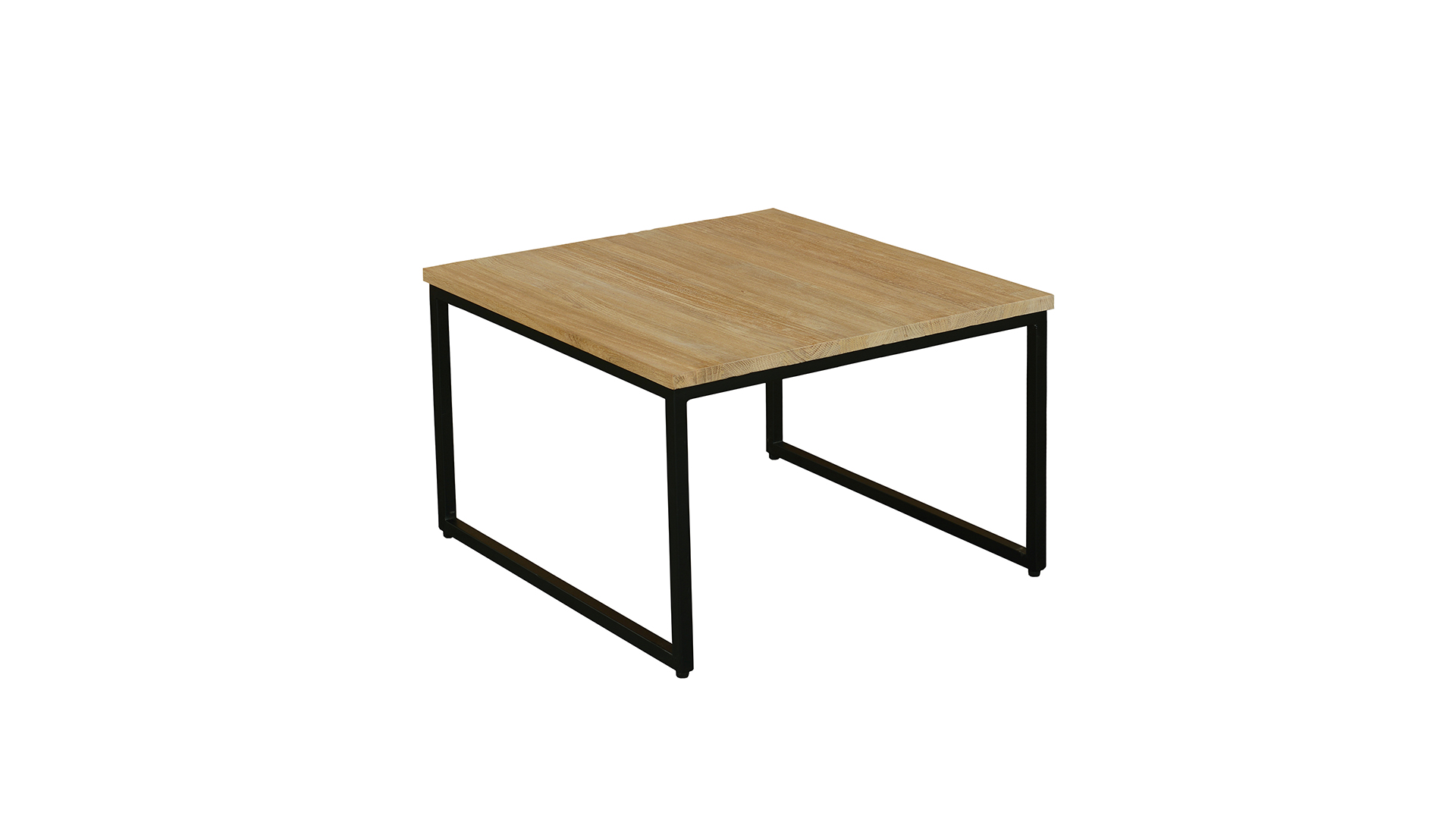 Modena Salontafel Vierkant Met Zwart Metalen Frame 060cm Teak Light Brushed - Diamond Collection