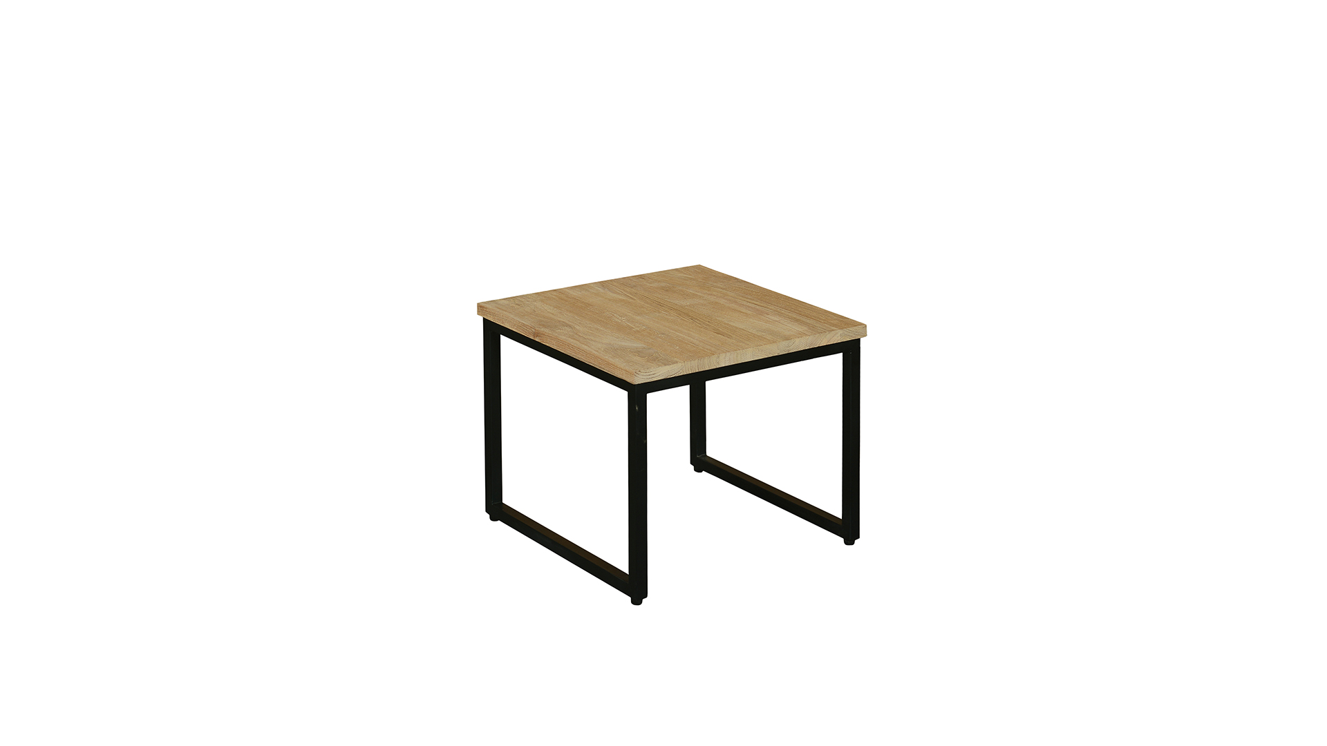 Modena Salontafel Vierkant Met Zwart Metalen Frame 040cm Teak Light Brushed - Diamond Collection