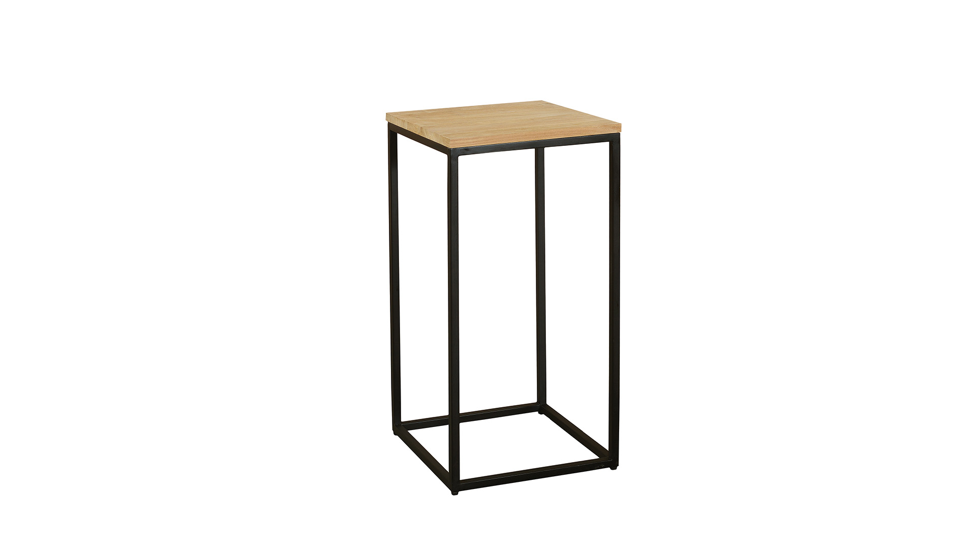 Piedestal Modena Haut avec Structure en Métal Noir 040cm x 040cm x H80cm Teck Clair Brossé