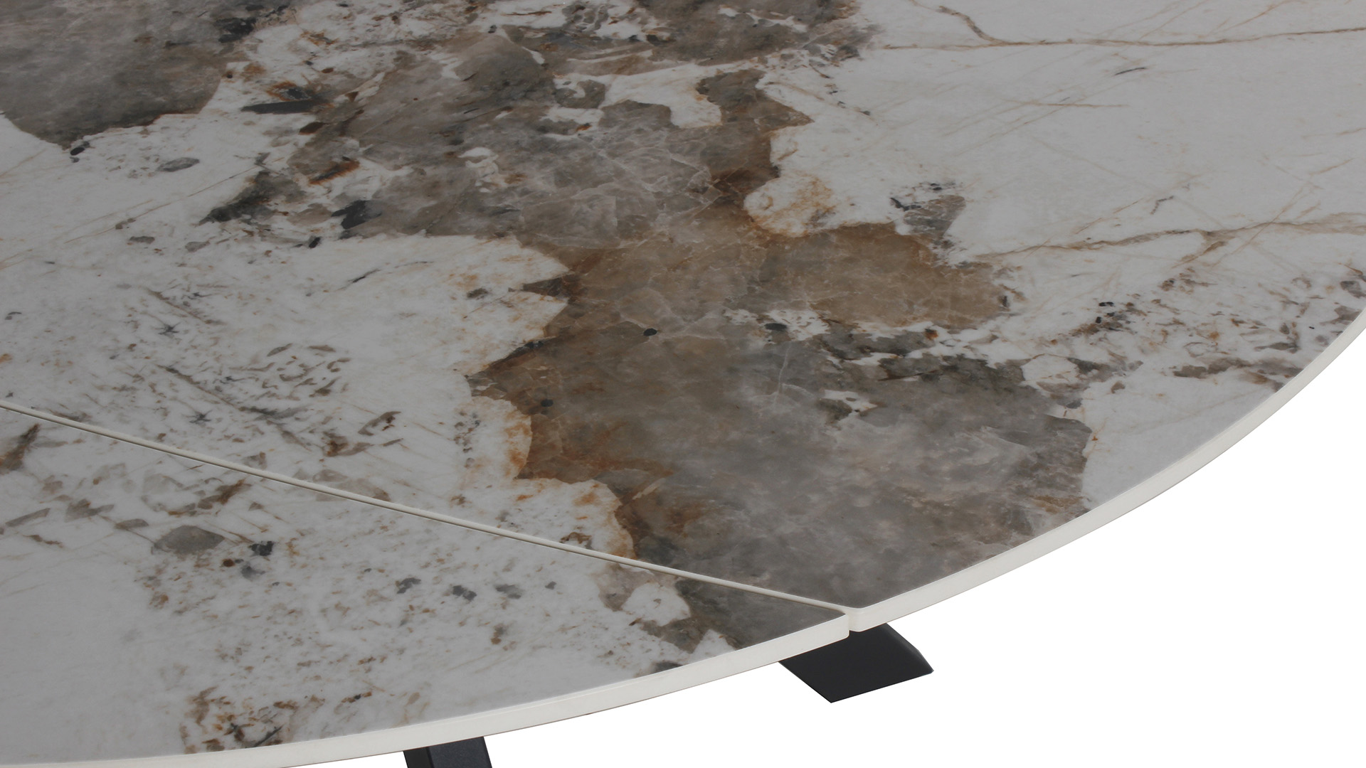 Interieurtafel Rond Uitschuifbaar Palmo 90cm/150cm - Black Elysium Keramiek - Poot Zwart Metaal