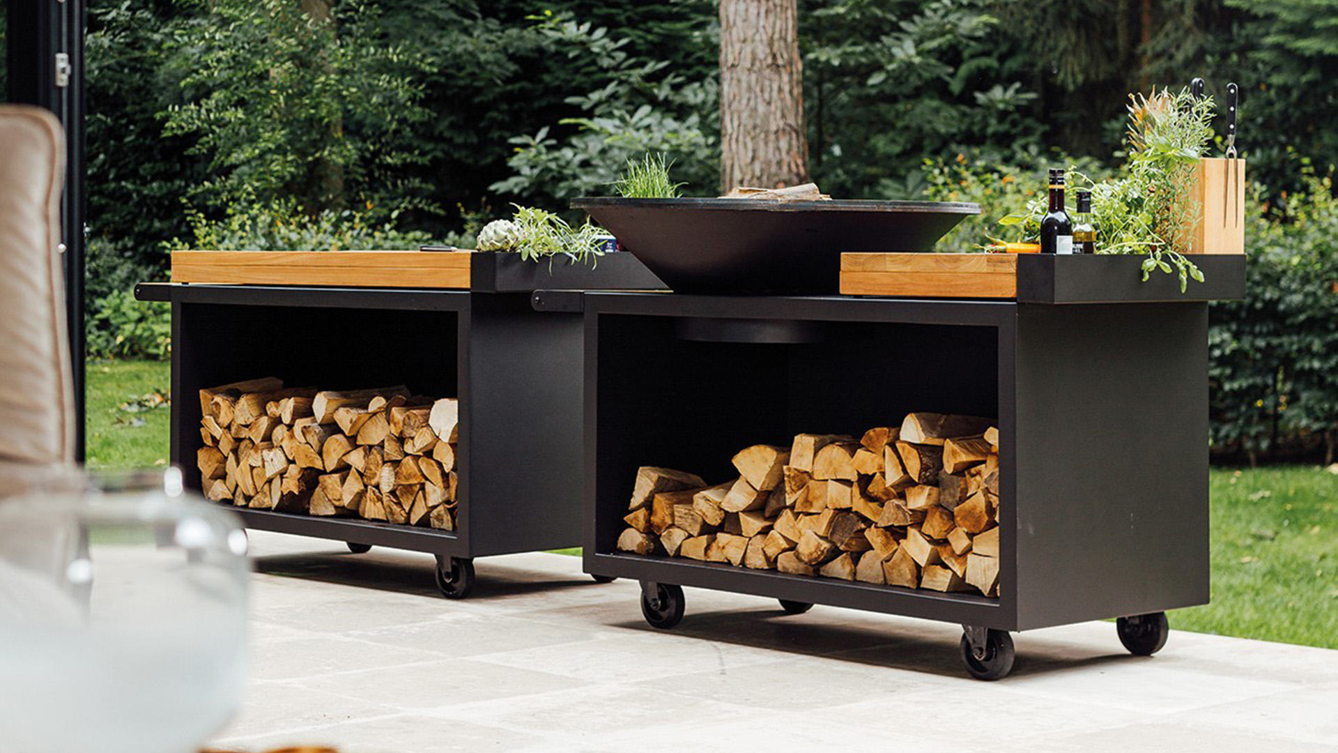 Ofyr Island+ Black 100 Pro Teakholz-Arbeitsplatte und Luftstromplatte