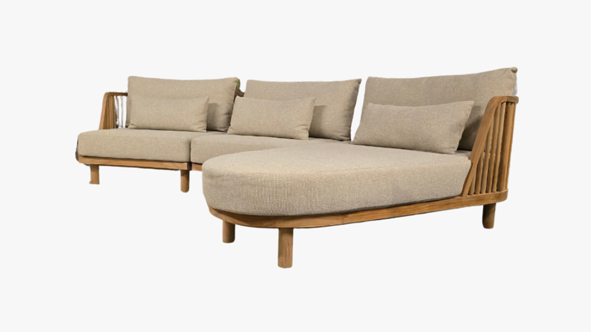 Salon d'angle en teck Spindle - Chaise longue + 2 éléments