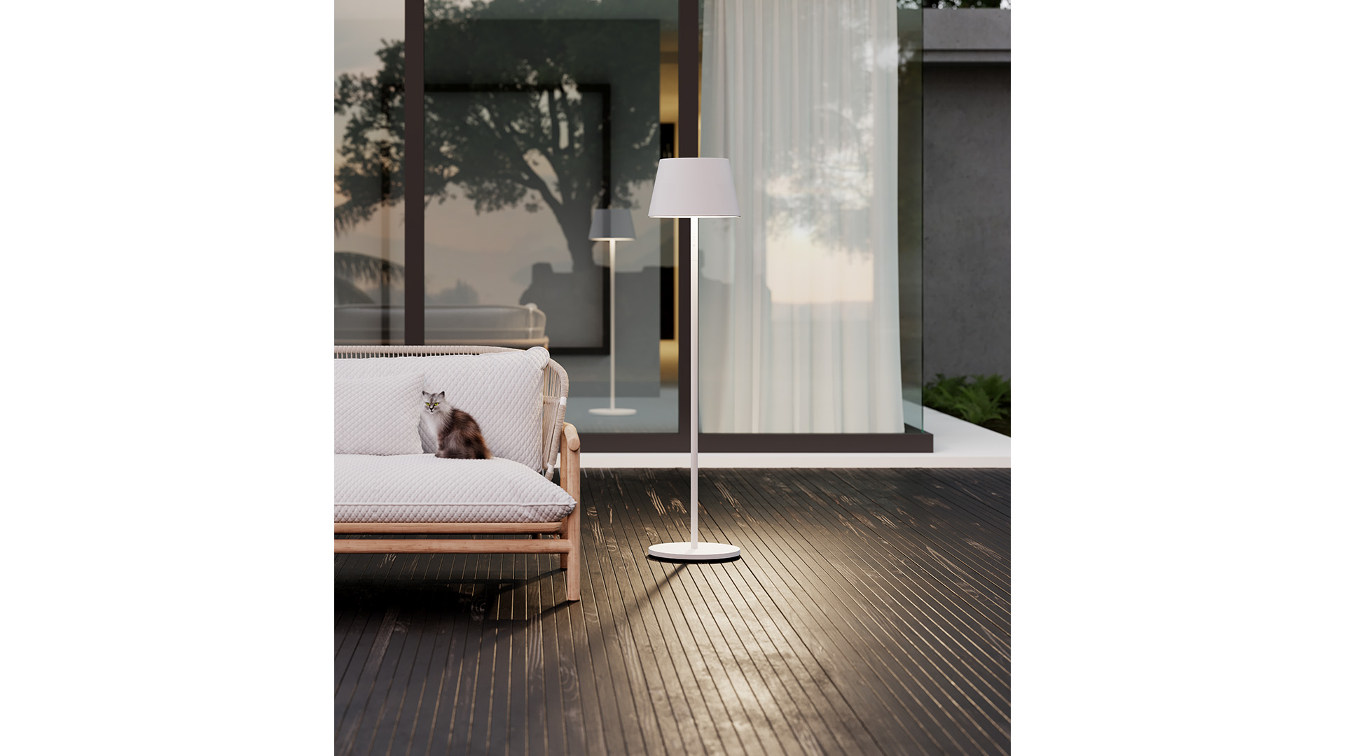 Qoozii Lampadaire Aruba Noir - 3 Hauteurs Ajustables - Sans Fil