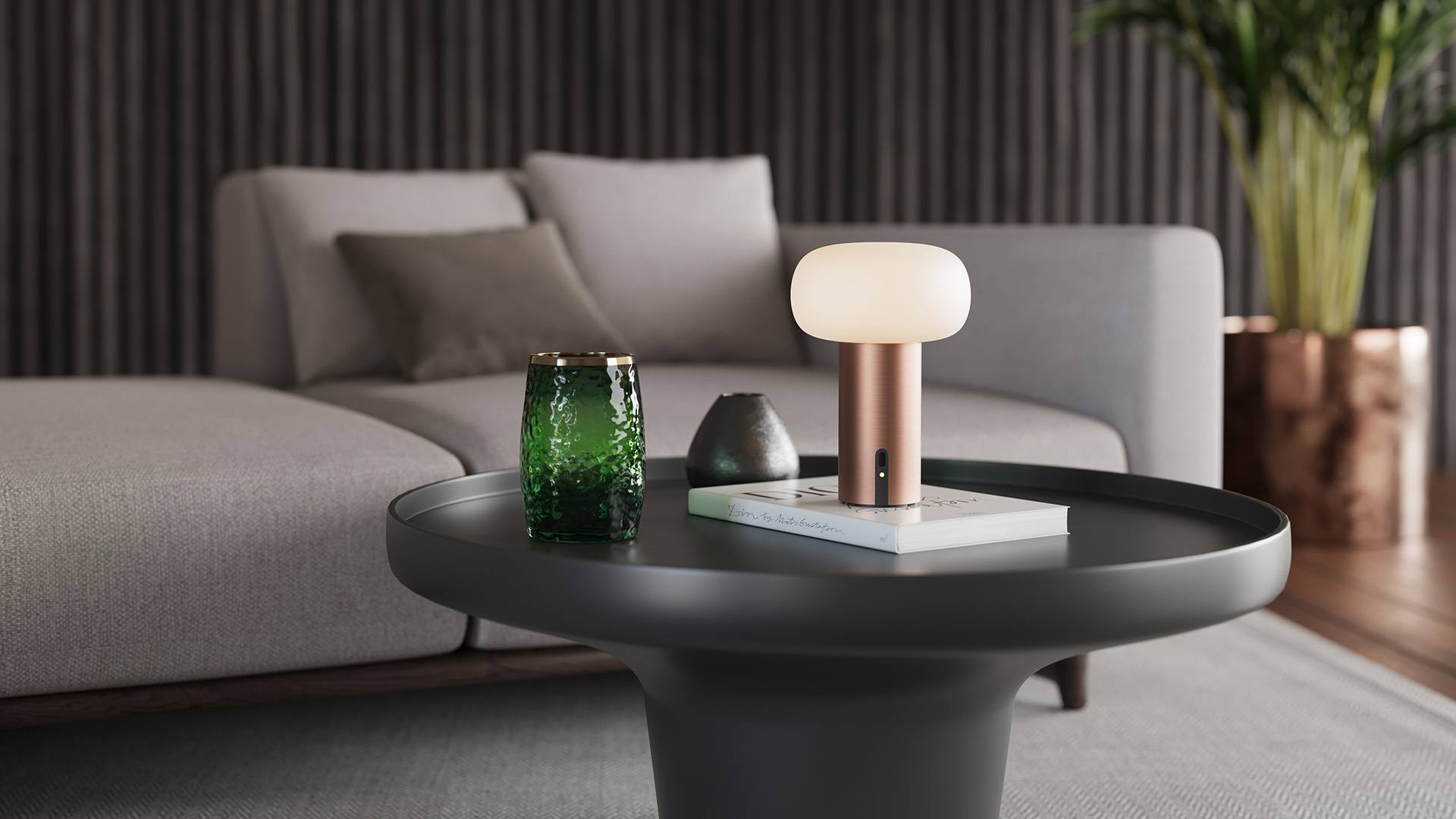 Qoozii Lampe Design Elba Bronze Brossé - Sans Fil