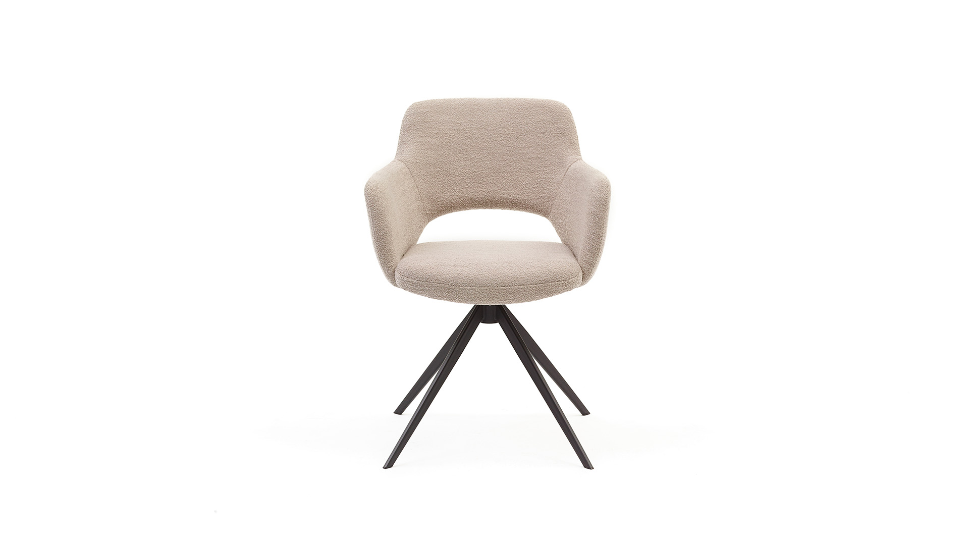 Dining Chair Slide On Swivel Base Fabric Alpine Natural - Legs Black Metal