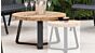 Teak-Couchtisch Margarite, runder Durchmesser 70 cm, Recup-Teakholz auf schwarzem Metallsockel 1