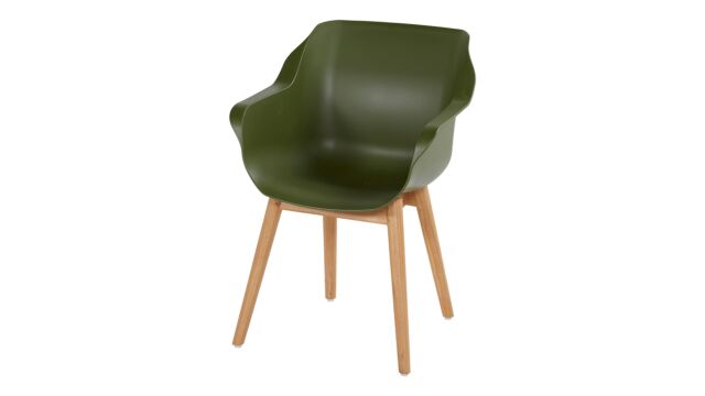 Sophie Armstoel Kleur Moss Green Met Poten Teak Naturel