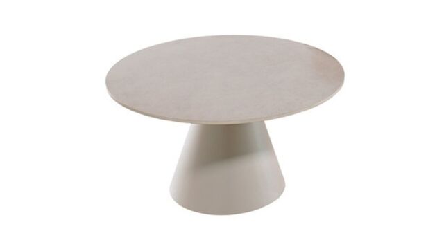 Alu Lounge Amora Couchtisch Durchmesser 80 cm – Alu-Leinen – Keramikplatte weiß