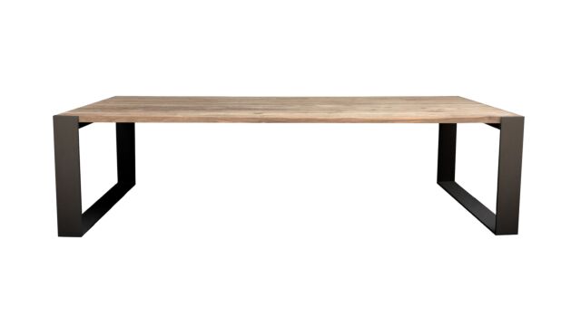 Teak Tuintafel Alice 280cm x 110cm - Poten Zwart Metaal - Recup Teak