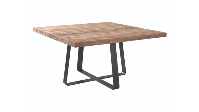 Teak Tuintafel Magdalena 150cm x 150cm Met Poten Metaal Zwart Mat - Recup Teak
