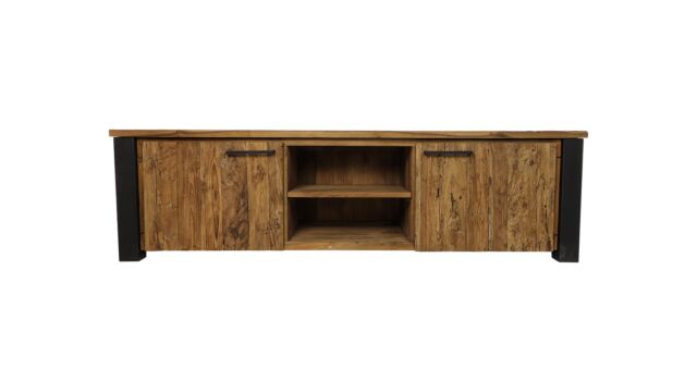 Wood Signature TV-Schrank mit 2 Türen und Nische 175 cm x 45 cm x H50 cm Vintage Teak