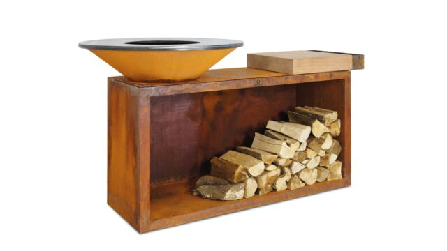 Ofyr Island+ Corten 100 Teak Wood Met Airflow Plate