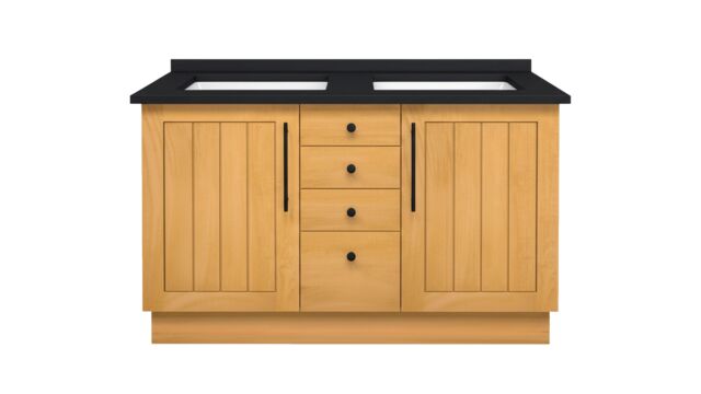 Teak Badkamermeubel New Cannes Black 150cm Met Mat Zwarte Graniet