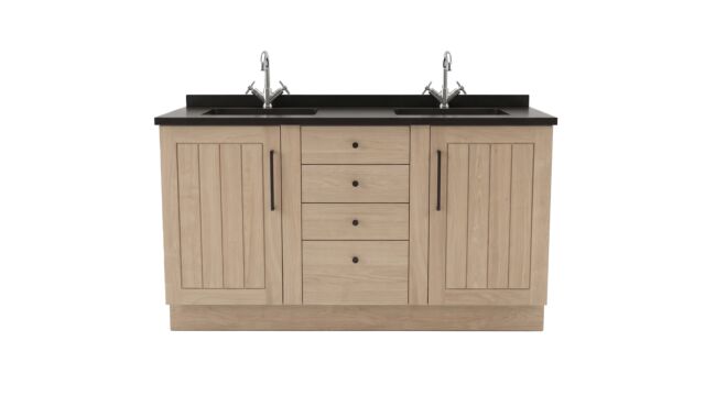 Teak Bathroom Furniture New Cannes Black 150cm With Matte Black Granite